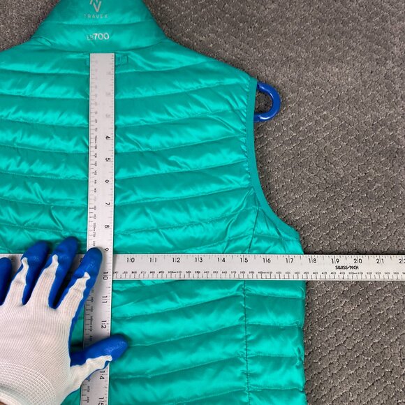 Eddie Bauer EB700 Travex Down Vest Women's XS Packable Aqua Teal Green Full Zip - Picture 12 of 15